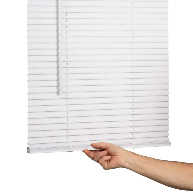 Photo 2 of Lotus & Windoware Cordless 1" Vinyl Mini Blind Light Filtering Horizontal Blind, 24" Width x 72" Length, White, Smooth
