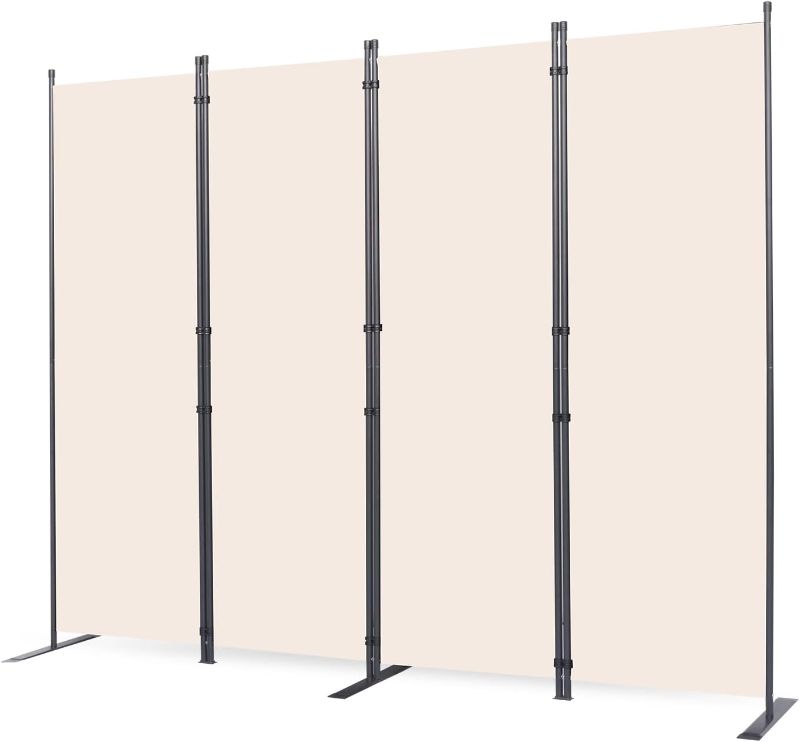 Photo 1 of Room Divider, 4 Panel Folding Privacy Screens with Wider Support Feet, 6 Ft Portable Room Partition for Room Separator, 88" W X 71" H, Beige
