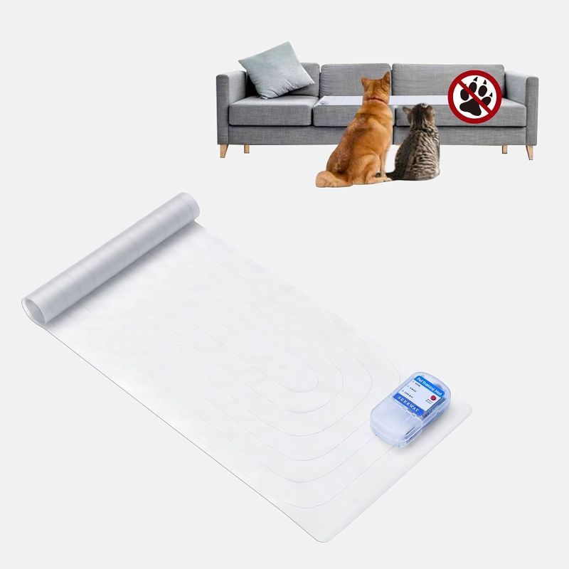 Photo 1 of SEERWAY Scat Pet Shock Mat Indoor, Safe Shock Training Pads for Dogs and Cats, Electric Repellent Mat Keeps Pets Off Couch, Sofa, Counter Top, 3 Training Modes, 60"x12" Rectangular, Battery Operated
