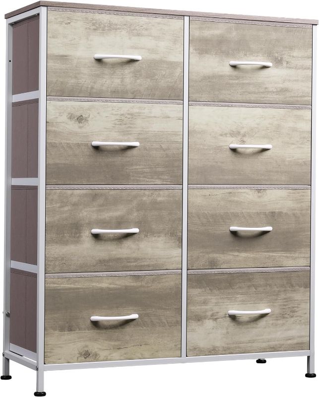 Photo 1 of WLIVE Fabric Dresser for Bedroom, Tall Dresser with 8 Drawers, Storage Tower with Fabric Bins, Double Dresser, Chest of Drawers for Closet, Living Room, Hallway, Greige
