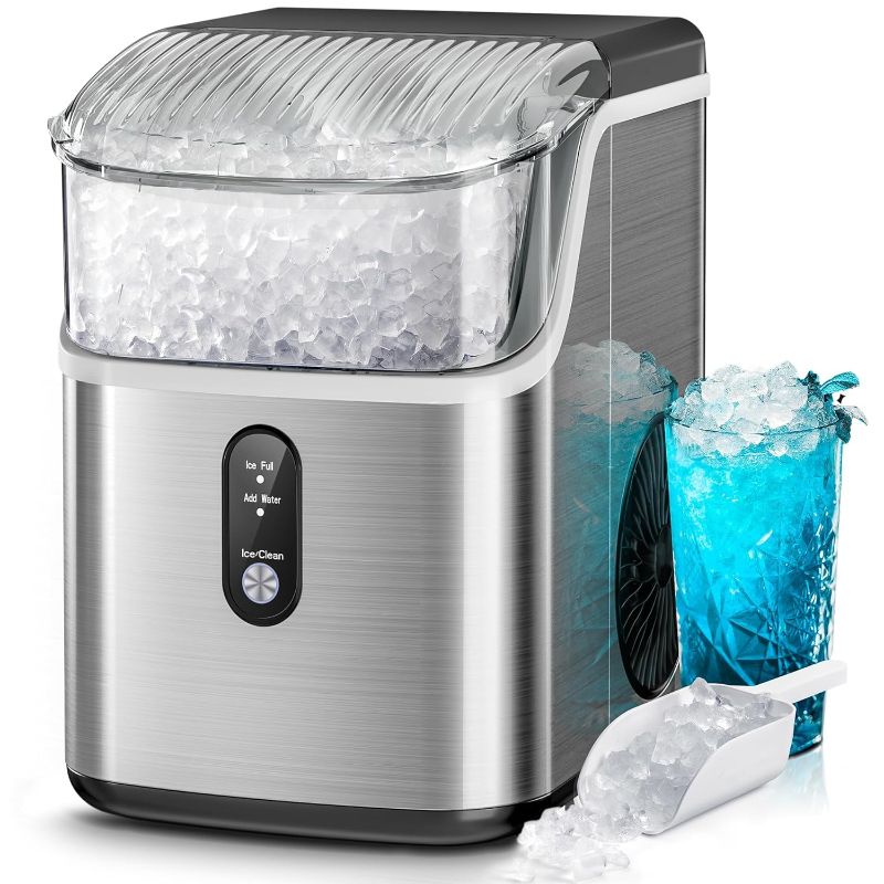 Photo 1 of Kismile Nugget Ice Makers Countertop,Pebble Ice Maker Machine with Chewable Ice, 35lbs/Day,One-Click Operation,Self-Cleaning Countertop ice Machine,Pellet Ice Maker Countertop for Home/Kitchen/Office
