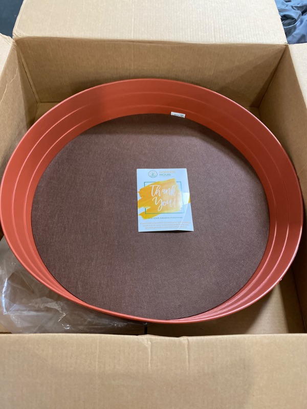 Photo 2 of Garden Hour 25" Extra-Large Plant Saucers for Potted Plants & Felt Mat for Floor Protection - Plastic Plant Trays for Indoors No Holes - Extra-Deep Drip Trays for Potted Plants - Terracotta.
