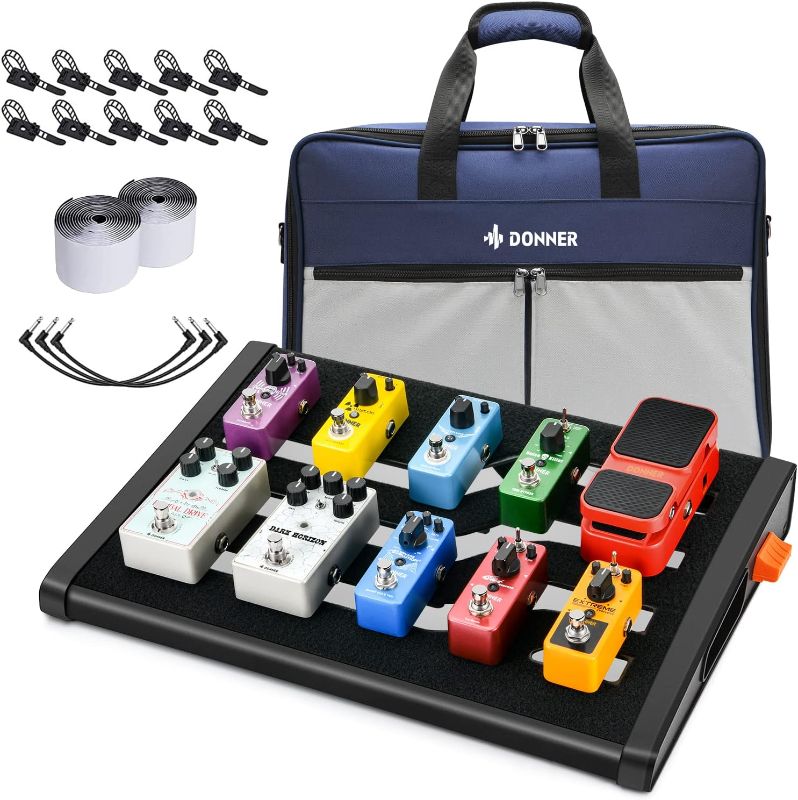 Photo 1 of Donner Guitar Effects Pedal Board, DB-S200 Large Power Supply Pedalboard Set with Convertible Bag Backpack, 60" Adhesive Backed Hook-and-Loop and Power Supply Mounting Device,18.11" x 12.76"
