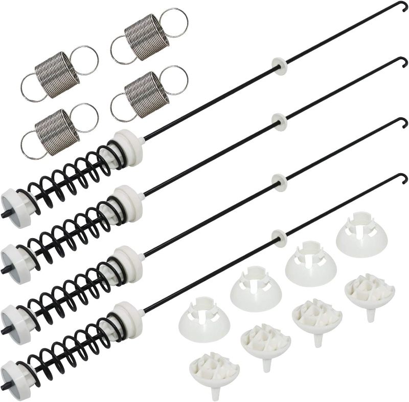 Photo 1 of 2024 Upgraded w10780048 suspension rods w10400895 washer suspension spring(4pcs) Replacement kit for Whirlpool Kenmore Roper washer suspension rod kit and springs - Suitable for wtw4800xq2, wtw4800xq4- missing one. 3/4 present. 