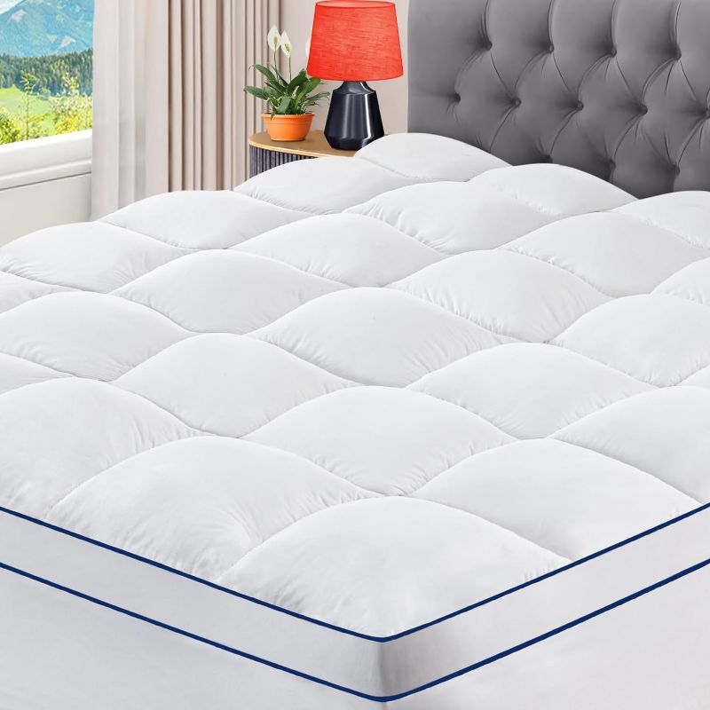 Photo 1 of CYMULA Mattress Topper Queen, Cooling Mattress Pad Cover, Extra Thick Pillow Top Mattress Topper with 8-21 Inch Elasticated Deep Pockets, Plush Down Alternative Fill Mattress Protector
