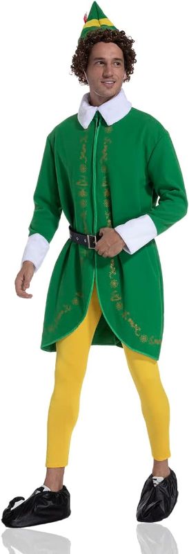 Photo 1 of Buddy the Elf Costume, Christmas Deluxe Elf Outfit for Men, Halloween & Holiday Elf Cosplay Holiday Dress-Up
