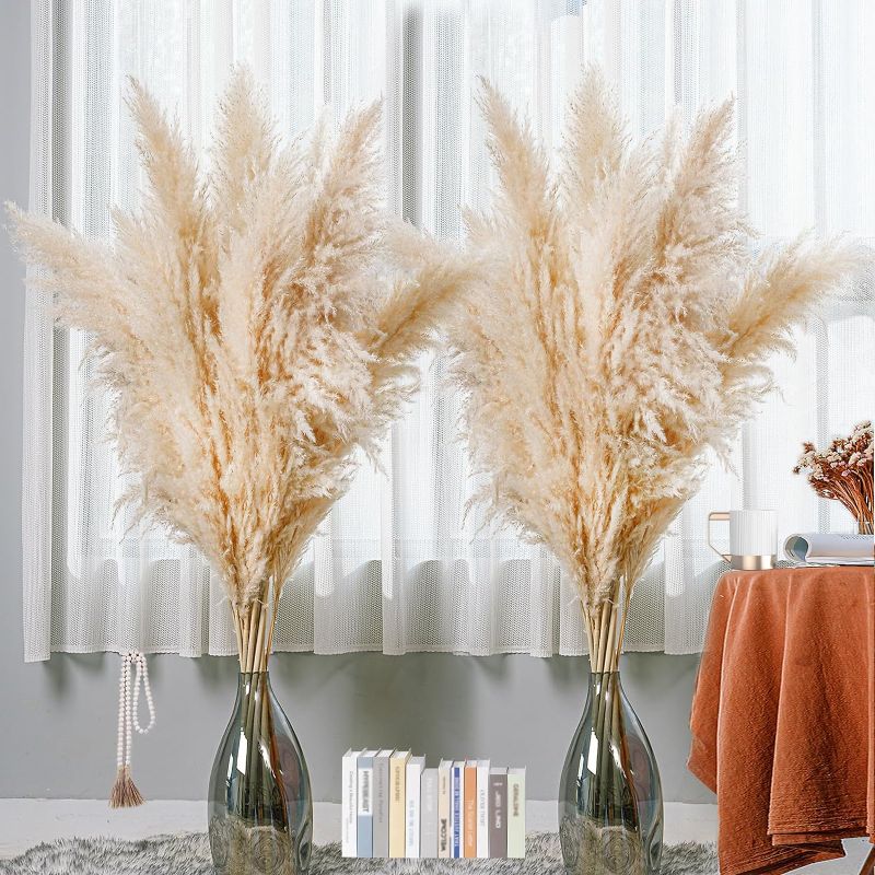 Photo 1 of 47 Inch 10 Stems Large Pampas Grass Decor Tall - Dried Pompas Grass Bulk Boho Home Decor - Natural Tall Pampas Grass for Floor Vase Wedding Decor?Floor Vases Decor?Farmhouse?Party?Gift
