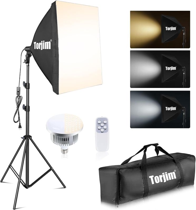 Photo 1 of Torjim Softbox Lighting Kit, 27" x 27" Professional Photography Lighting Kit with 85W 3000-7500K E26 LED Bulbs, Continuous Lighting System Kit for Portrait, Product, Video Recording & Photography
