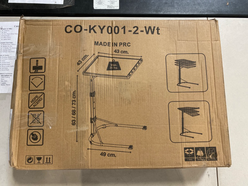 Photo 2 of Folding TV Tray Table - Adjustable TV Dinner Table, Couch Table Trays for Eating, Office, Laptop Stand, Portable Bed Sofa Dinner Tray with 3 Angles & 3 Height, White
