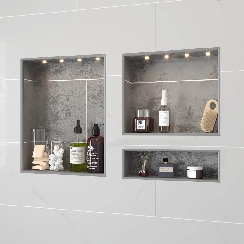 Photo 1 of Shower Niche Recessed Shower Shelves, ABS Plastic Bathroom Shower Cube 32×20 inches, with Texture
