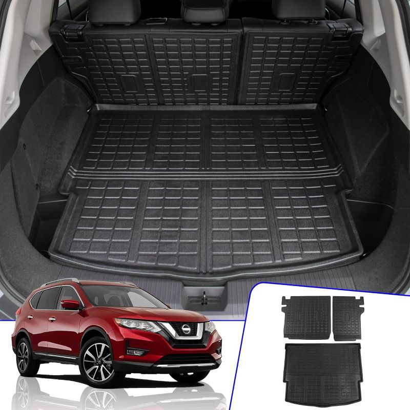 Photo 1 of Rongtaod Cargo Mat Compatible with 2021-2025 Nissan Rogue Rear Trunk Mat Cargo Liner Back Seat Cover Protector All Weather 2024 Rogue Accessories (Trunk Mat + Backrest Mats)

