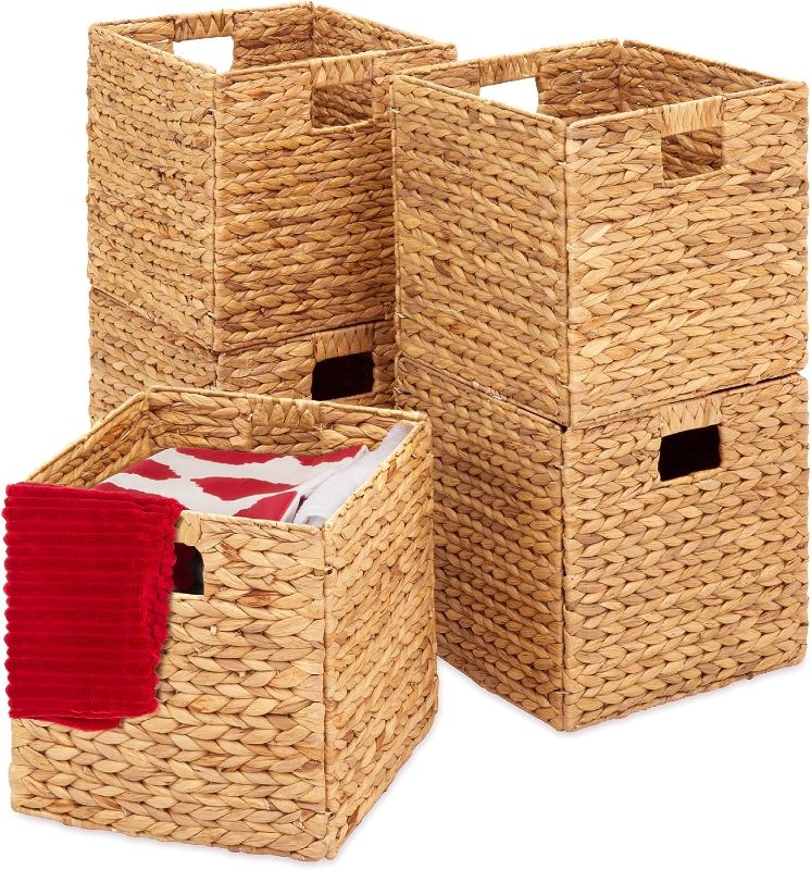 Photo 1 of Best Choice Products 10.5x10.5in Hyacinth Baskets, Rustic Set Of 5 Multipurpose Collapsible Storage Organizer, Handwoven Laundry Totes for Bedroom, Living Room, Bathroom, Shelves - Natural
