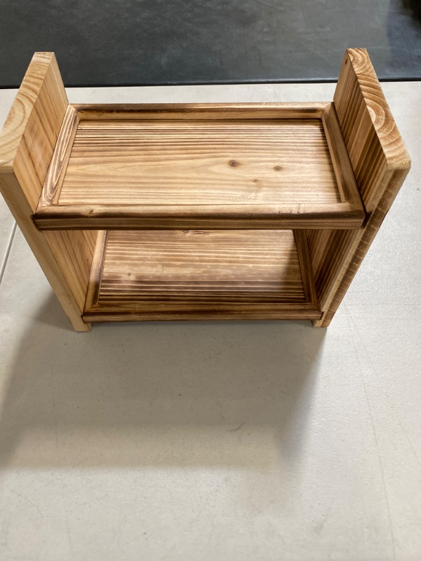 Photo 2 of 2-Tier Wood Spice Rack, a countertop organizer for kitchen and bathroom storage, display of cosmetics
