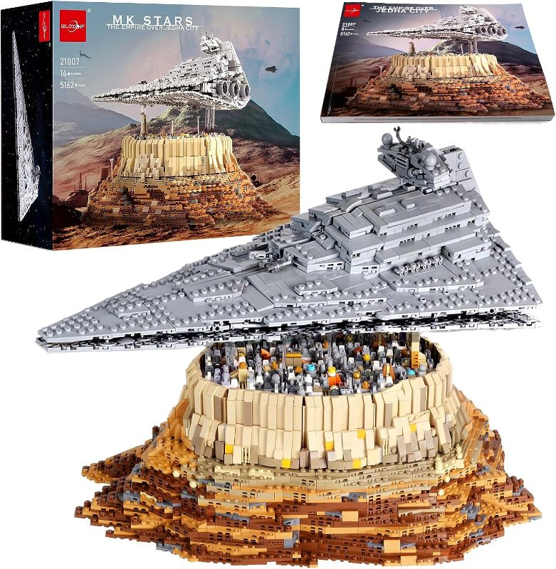 Photo 1 of MOC Starship Cruise Super UCS Imperial Star Destroyer City The Empire Over Jedha City Building Kits,Star Plan UCS Collectible Set for Adults Compatible with Star Wars (5162 PCS)
