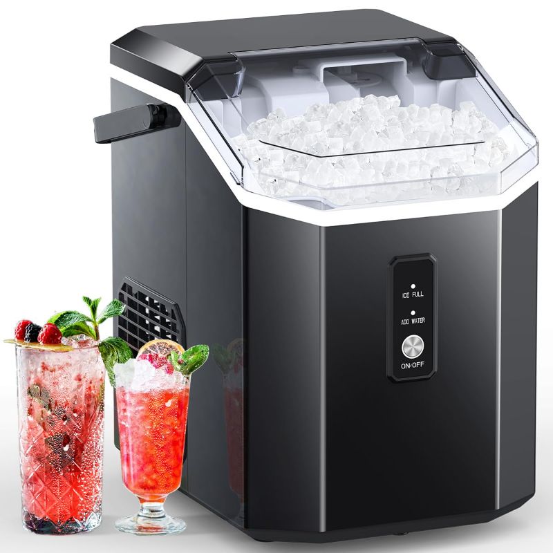 Photo 1 of COWSAR Nugget Ice Maker, Portable Countertop Machine with Self-Cleaning, 34Lbs/Day, Handle, Scoop and Basket for Home Office Party, Black
