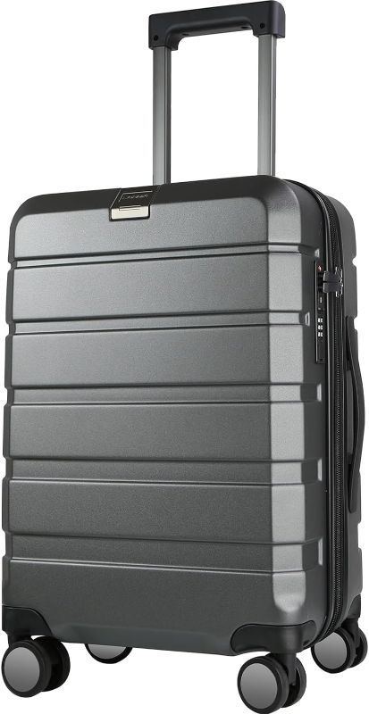 Photo 1 of KROSER Hardside Expandable Carry On Luggage with Spinner Wheels & Built-in TSA Lock, Durable Suitcase Rolling Luggage, Carry-On 20-Inch Steel Grey
