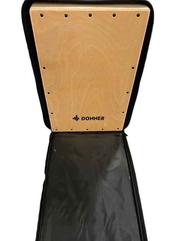 Photo 3 of Donner Cajon Drum Box, Percussion Box Portable Full-Size Drum with Internal Guitar Strings & Beat Box Bag, Birchwood Beat Cahone Drum Box with Backpack and Dual Adjustable Straps, Model DCD-1
