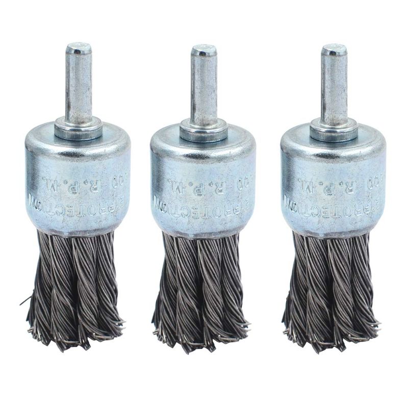 Photo 1 of 3 Packs 1 inch Twist Wire Knot Cup Brush with 1/4 inch Round Shank for Drill, Not for Grinder, Wire Diameter 0.02 inch
