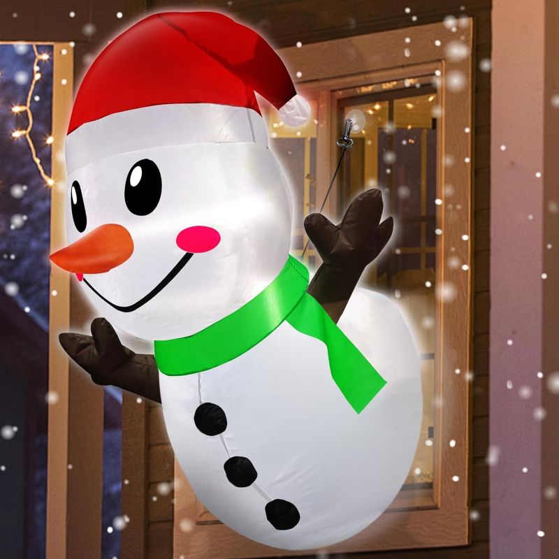 Photo 1 of TURNMEON 3.5Ft Christmas Inflatable Decoration Outdoor Santa Snowman Broke Out from Window with Built-in LED Lights Blow Up Yard Christmas Decoration Outside Indoor Holiday Garden Lawn Home Xmas Decor
