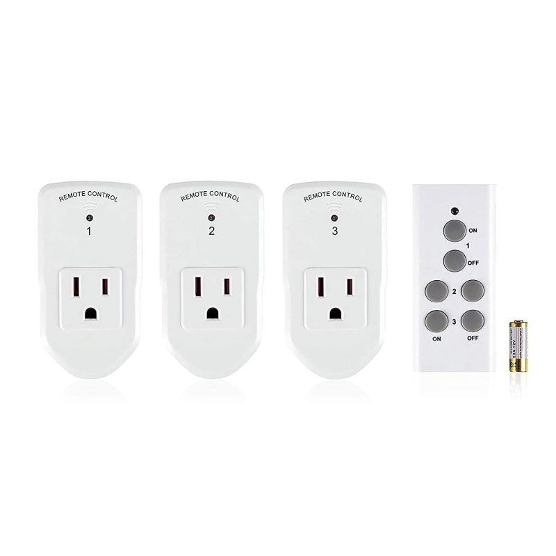Photo 1 of Wireless Remote Control Electrical Outlet Switch for Lights, Fans, Christmas Lights, Small Appliance, Long Range White (Learning Code, 3Rx-1Tx) 1200W/10A