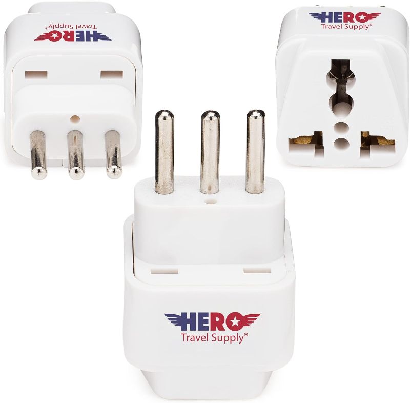 Photo 1 of Premium US to Italy Power Adapter Plug (Type L, 3 Pack, Grounded)
