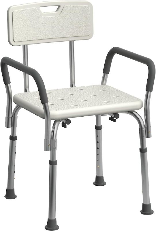 Photo 1 of Medline Shower Chair Seat with Padded Armrests and Back Heavy Duty Shower Chair for Bathtub Slip Resistant Shower Seat with Adjustable Height Shower Chair for Inside Shower with 350 lb Capacity
