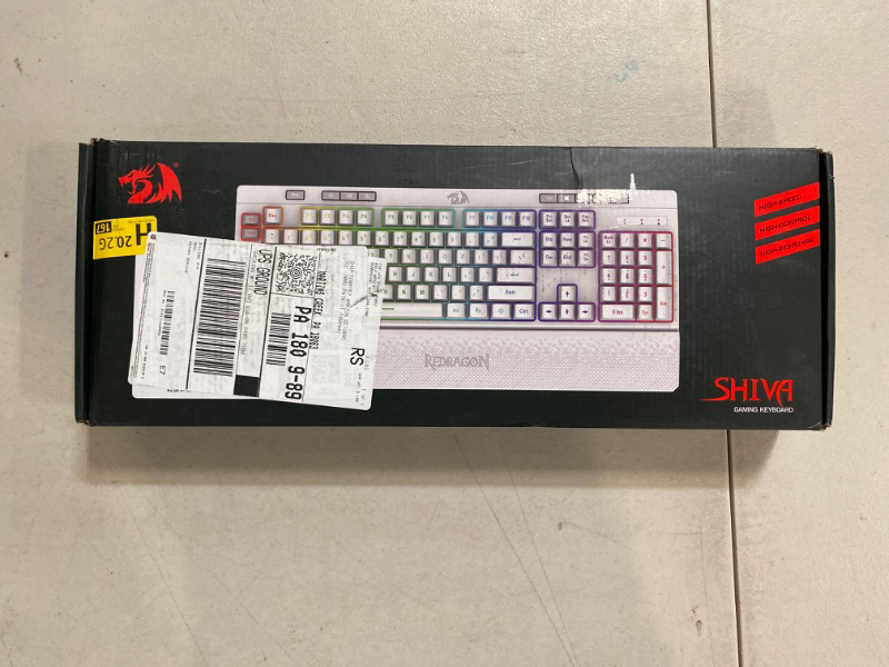 Photo 2 of Redragon K512 Shiva RGB Backlit Membrane Gaming Keyboard with Multimedia Keys, Linear Mechanical-Feel Switch, 6 Extra On-Board Macro Keys, Dedicated Media Control, Detachable Wrist Rest, White
