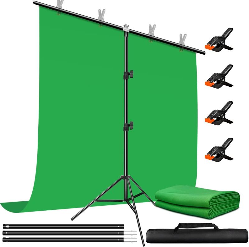 Photo 1 of Green Screen Backdrop with Stand, 5 X 6.5 Ft Portable Green Screen Kit with 6.5 X 6.5 Stand for Streaming, Gaming,Zoom
