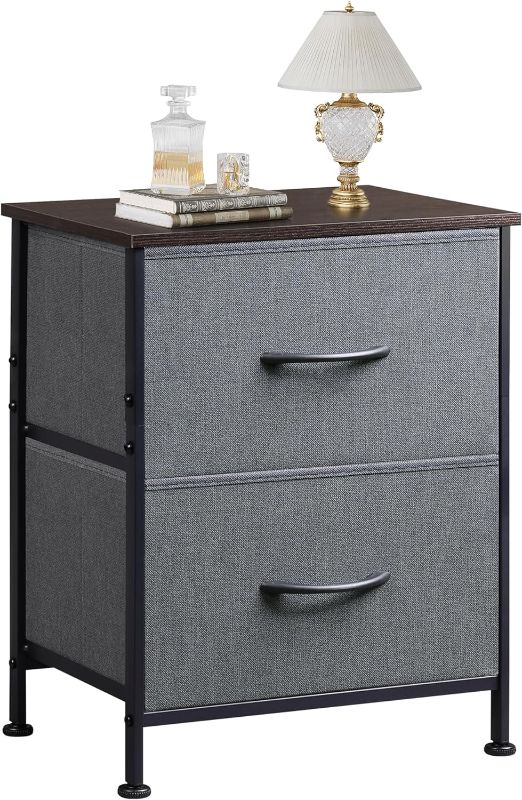 Photo 1 of WLIVE Nightstand, 2 Drawer Dresser for Bedroom, Small Dresser with 2 Drawers, Bedside Furniture, Night Stand, End Table with Fabric Bins for Bedroom, Closet, Entryway, College Dorm, Dark Grey
