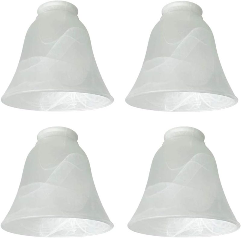 Photo 1 of 4 Pack Ceiling Fan Light Covers, Transitional Style Replacement Bell Shaped Glass Shade Ceiling Fan Replacement Globes (Alabaster, 4-3/4'')

