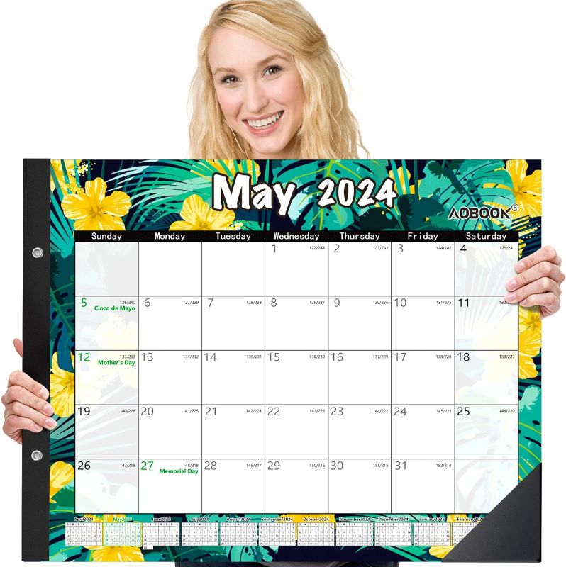 Photo 1 of Desk Calendar 2024, 22"x17" Large Desk Calendar from Now - Dec 2024, for Planning with Corner Protectors, Perfect for Home, School or Office
