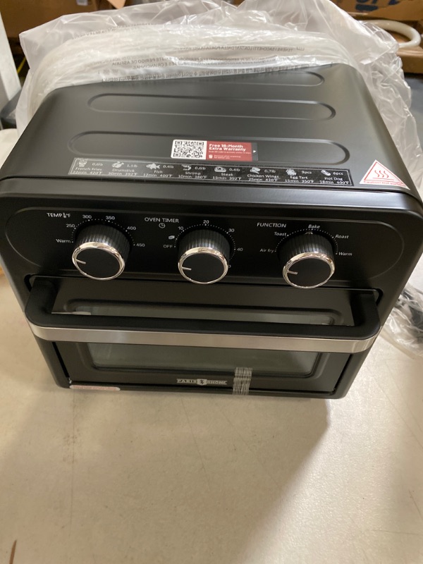 Photo 2 of Air Fryer, Paris Rhône 14.8 Quart Toaster Oven, 5-in-1 Convection Oven for 4-Slice Toast, 9-inch Pizza, Knob-Controlled Kitchen Countertop Appliance with 6 Accessories, Dishwasher Safe
