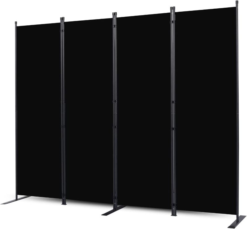 Photo 1 of Room Divider, 4 Panel Folding Privacy Screens with Wider Feet, 6 Ft Portable Room Partition for Room Separator, Room Divider Panel 88" W X 71" H, Partition Room Dividers Freestanding?Black
