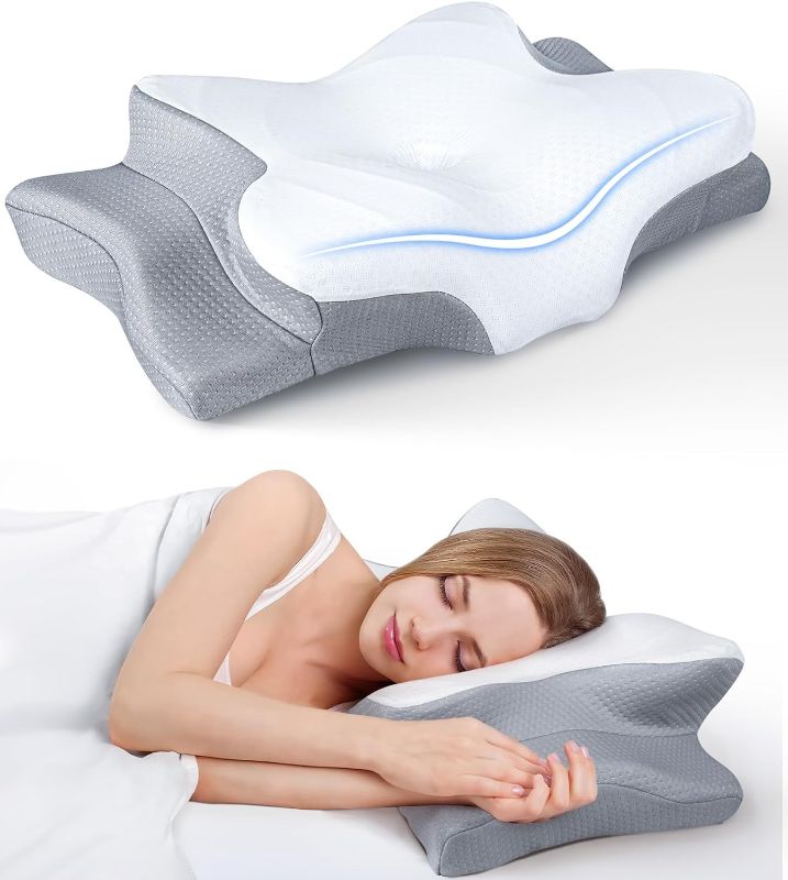 Photo 1 of Ultra Pain Relief Cooling Pillow for Neck Support, Adjustable Cervical Pillow Cozy Sleeping, Odorless Ergonomic Contour Memory Foam Pillows, Orthopedic Bed Pillow for Side Back Stomach Sleeper
