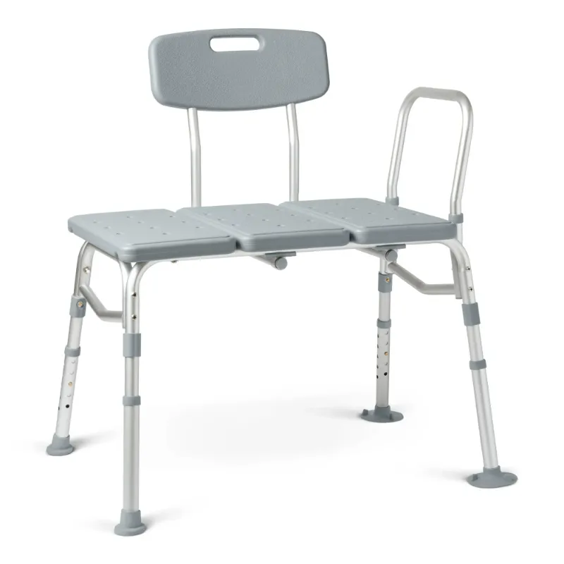 Photo 1 of Medline Transfer Bench for Bathtubs and Showers, Slip-Resistant, 400 lb. Weigth Capacity, Gray
