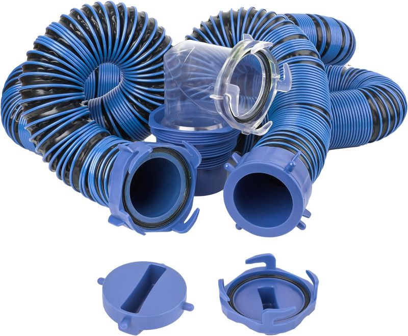 Photo 1 of 15FT RV Sewer Hose Kit, Heavy Duty TPE Material, 360 Degree Swivel Fittings and 4-in-1 Elbow Adapter
