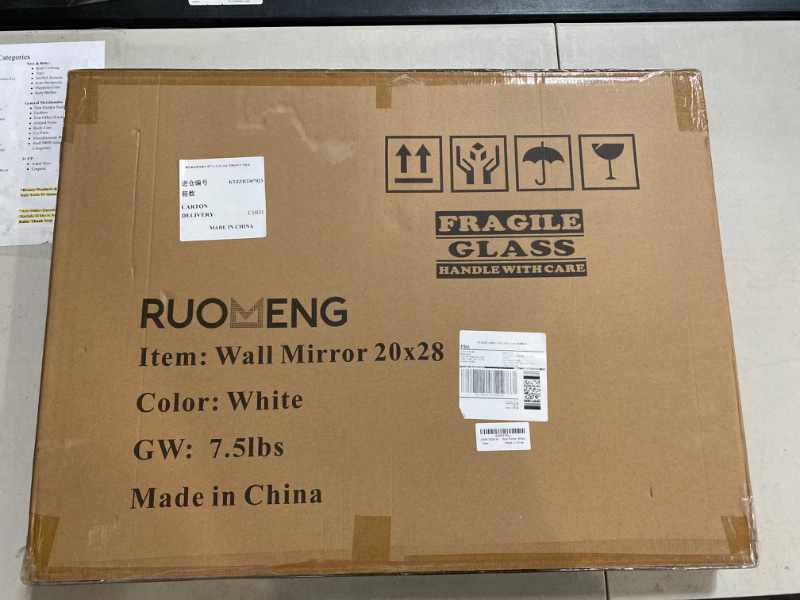 Photo 2 of Rectangular Wall Mirror 20" x 28" for Bathroom, Bedroom, Entryway, Living Room, White
