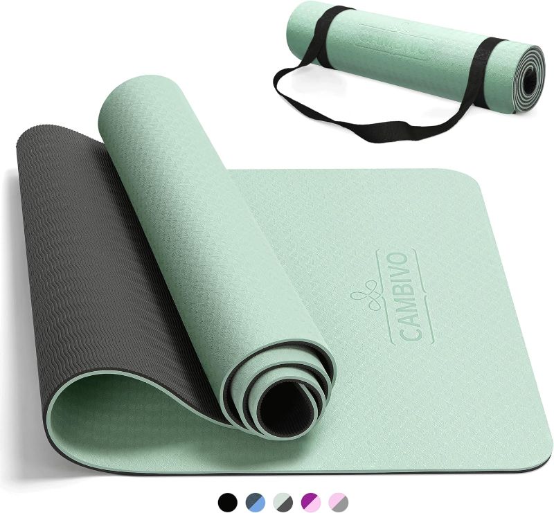 Photo 1 of CAMBIVO Yoga Mat for Women Men Kids, 1/3 & 1/4 & 2/5 Inch Extra Thick Yoga Mat Non Slip, 72" x 24" TPE Yoga Mats, Workout Mat with Carrying Strap for Yoga, Pilates and Floor Exercises
