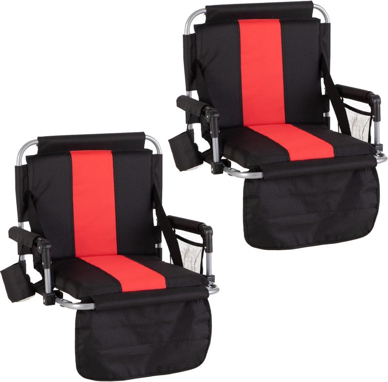 Photo 1 of Foldable Stadium Seat Portable Folding Stadium Chairs Padded Bleacher Seat Cushion Bleacher Chair with Armrest and Cup Holder
