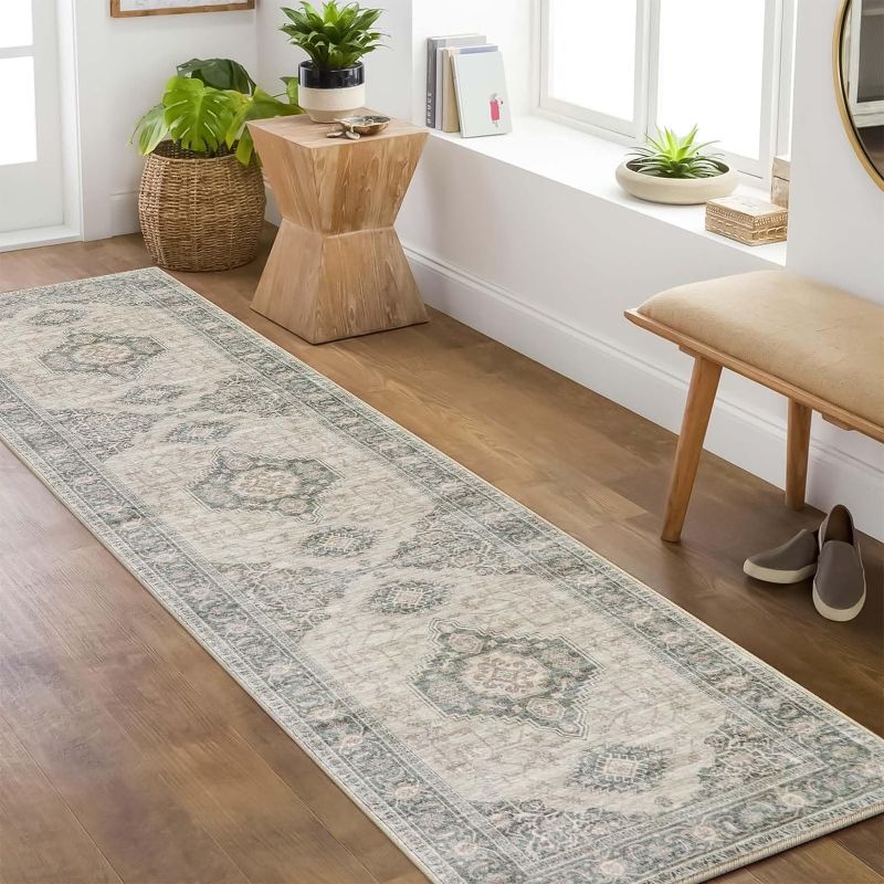 Photo 1 of Lahome Oriental Washable Rug Runner - 2x8 Ultra-Thin Bedroom Runner Rug with Rubber Backing, Distressed Kitchen Non Skid Carpet Runner Indoor Mat for Entryway Hallway Laundry Room,Grey/Brown
