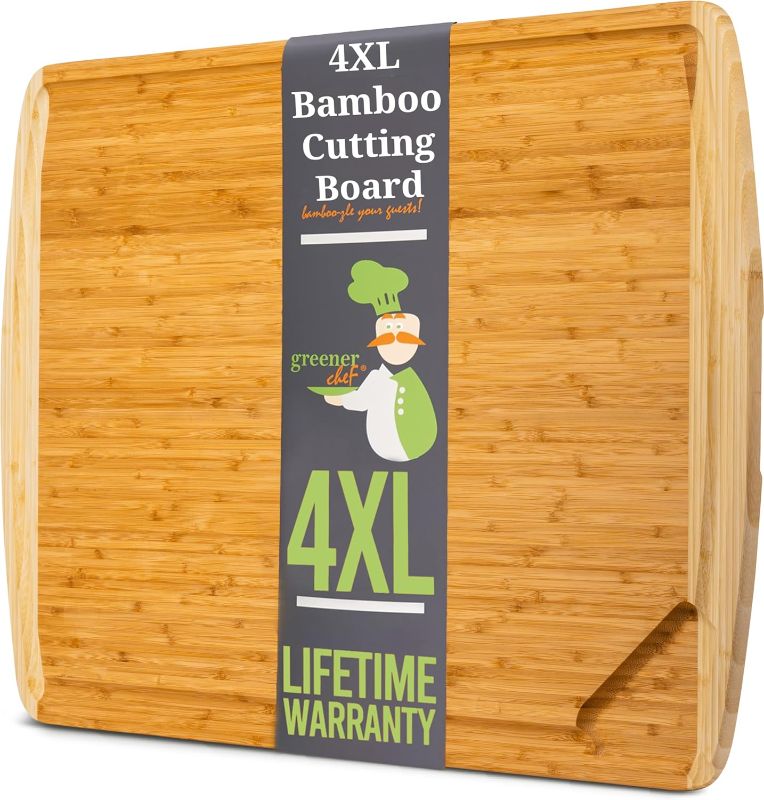 Photo 1 of GREENER CHEF 36 Inch 4XL Extra Large Cutting Board with Lifetime Replacements - Wood Butcher Block Cutting Board - Bamboo Stove Top Cover for Extra Countertop Space - Giant Wood Charcuterie Board
