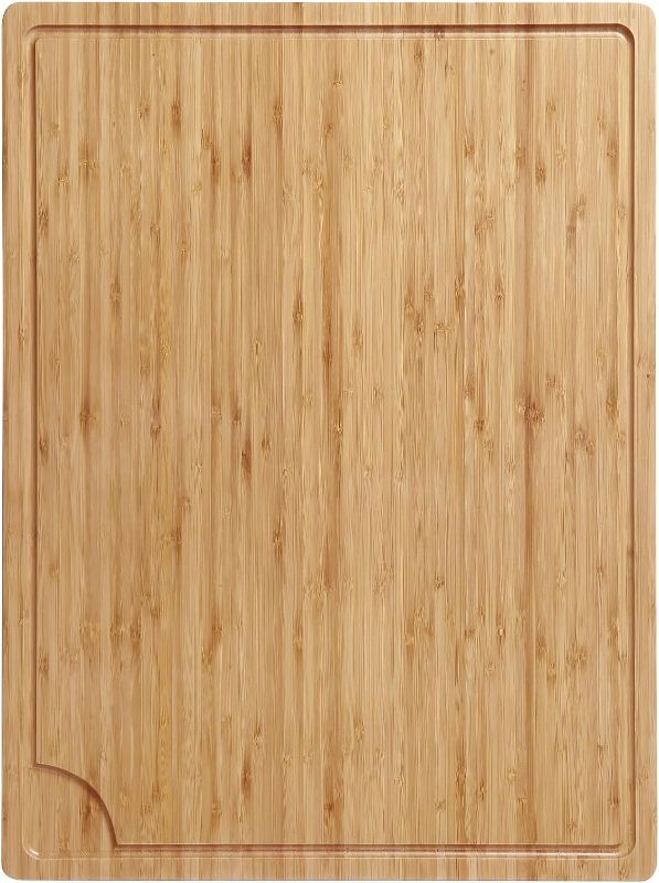 Photo 1 of XXL Cutting Boards for Kitchen, 24 x 18 Extra Large Bamboo Cutting Board with Juice Groove, Over the Sink Cutting Board, Butcher Block Chopping Board, Charcuterie Board, Turkey Carving Board
