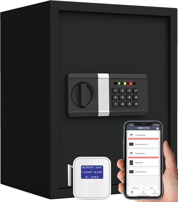 Photo 1 of FORFEND Smart Home Safe | App Control/Alert WiFi Safe Box | Kidnap Alarm, Tamper Detection, False Attempt Alarm | Alexa/Google Home | Predrilled Wall Mount | Money Safe for Cash Jewelry Handgun Safe
