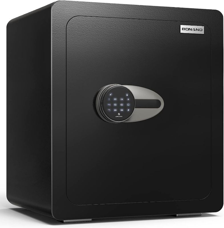Photo 1 of BONANO Fireproof Safe Box, 2.0 Cub Home Safe Fireproof Waterproof with Mute Function & Touch Screen Keypad, Money Safe with Removable Shelf & Led Light, Wall or Floor Mounting Safe for Home Office

