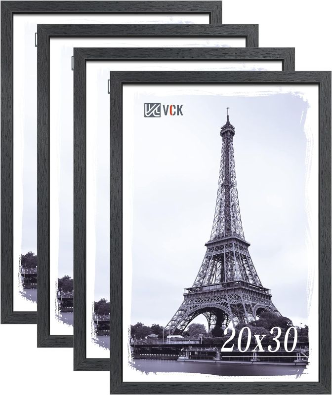 Photo 1 of VCK 20x30 Poster Frame Set of 4, Textured Exclusive Solid Wood Black Picture Frames, Wall Gallery Frame
