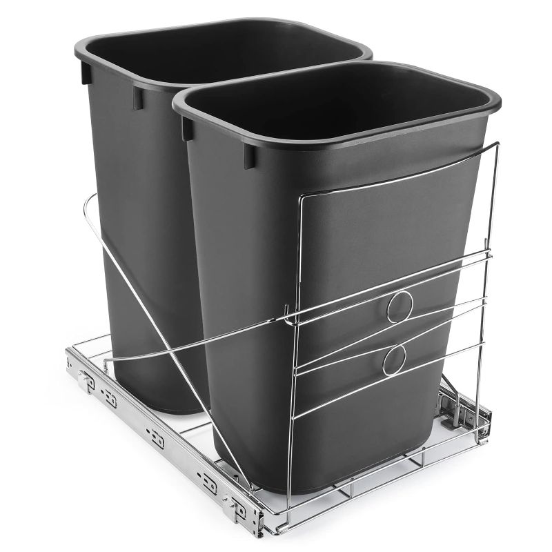 Photo 1 of Adjustable Under Cabinet Trash Can Pull Out Kit, Steel, 22 Gallon Capacity, Dual Color, Easy Installation
