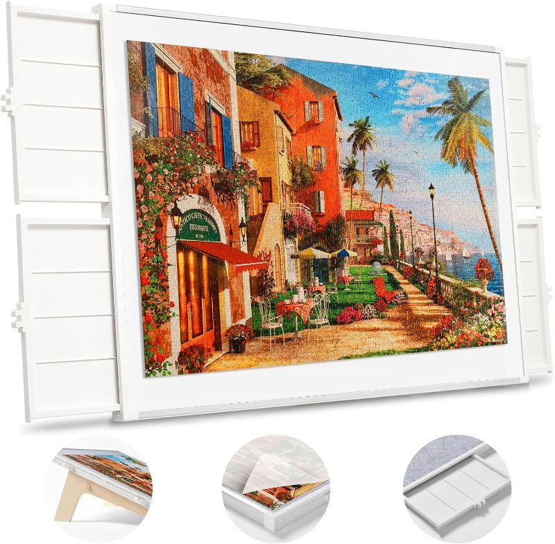 Photo 1 of 1500 Pieces Puzzle Board with Drawers and Cover, Dual-Sided 35”x27”Jigsaw Puzzle Table,Tilt,Gift for mom Adults
