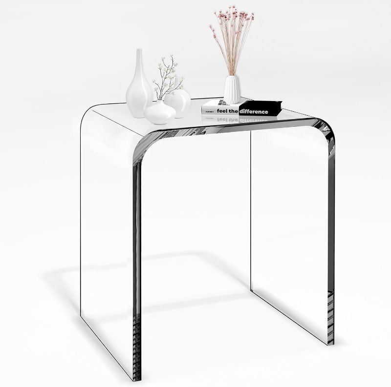 Photo 1 of Acrylic End Table, Acrylic Coffee Table, Transparent Bedside Table Leisure Table, Acrylic Side Table, Study Coffee Table, Home, Office, Showroom Transparent Small Table.
