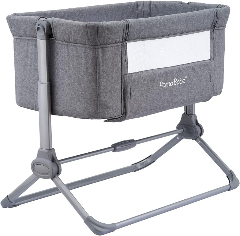 Photo 1 of Pamo babe Bedside Bassinet for Baby Crib Quick One-Hand Folding Bedside Sleeper 4 Adjustable Heights Co-Sleeper
