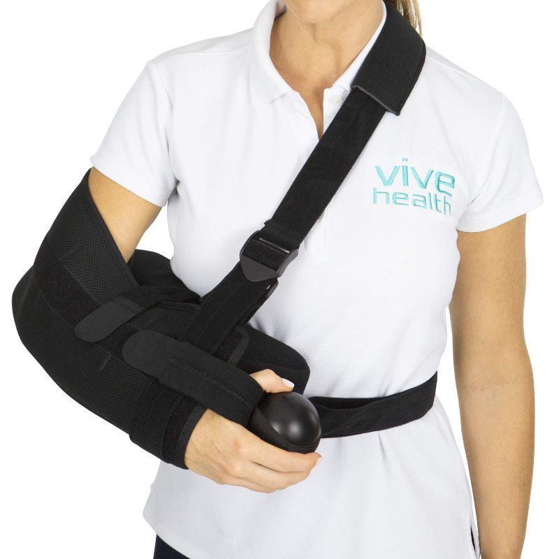Photo 1 of Vive Shoulder Abduction Sling - Immobilizer for Injury Support - Pain Relief Arm Pillow for Rotator Cuff, Sublexion, Surgery, Dislocated, Broken Arm - Brace Includes Pocket Strap, Stress Ball, Wedge
